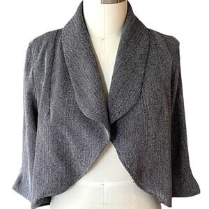 INSIGHT Short Black Herringbone Wrap Blazer Bolero Jacket ~ Women's Size 10